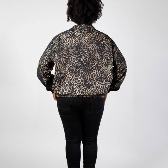 PAM & GELA - LEOPARD ANIMAL PRINT FULL ZIP WINDBREAKER JACKET - S/M - Picture 2 of 2
